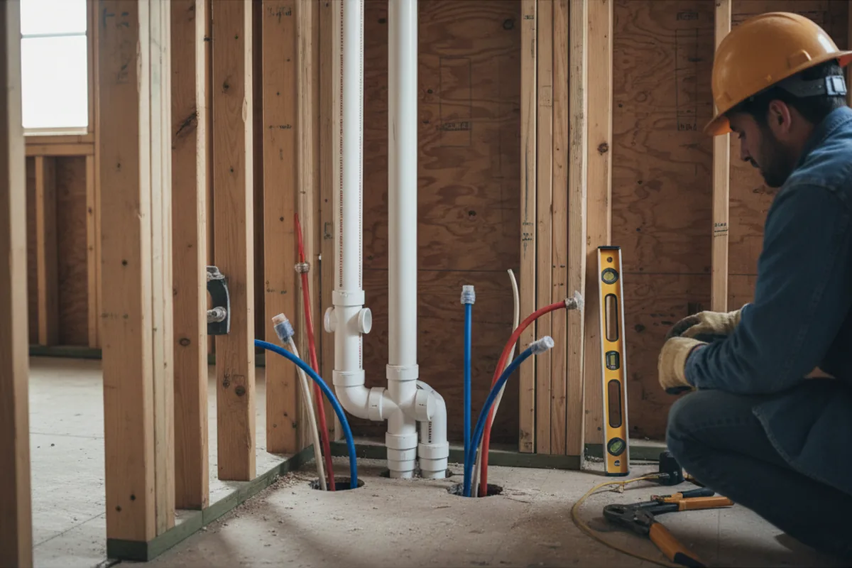 Drain and supply rough-in during Leak Detection in Cunningham
