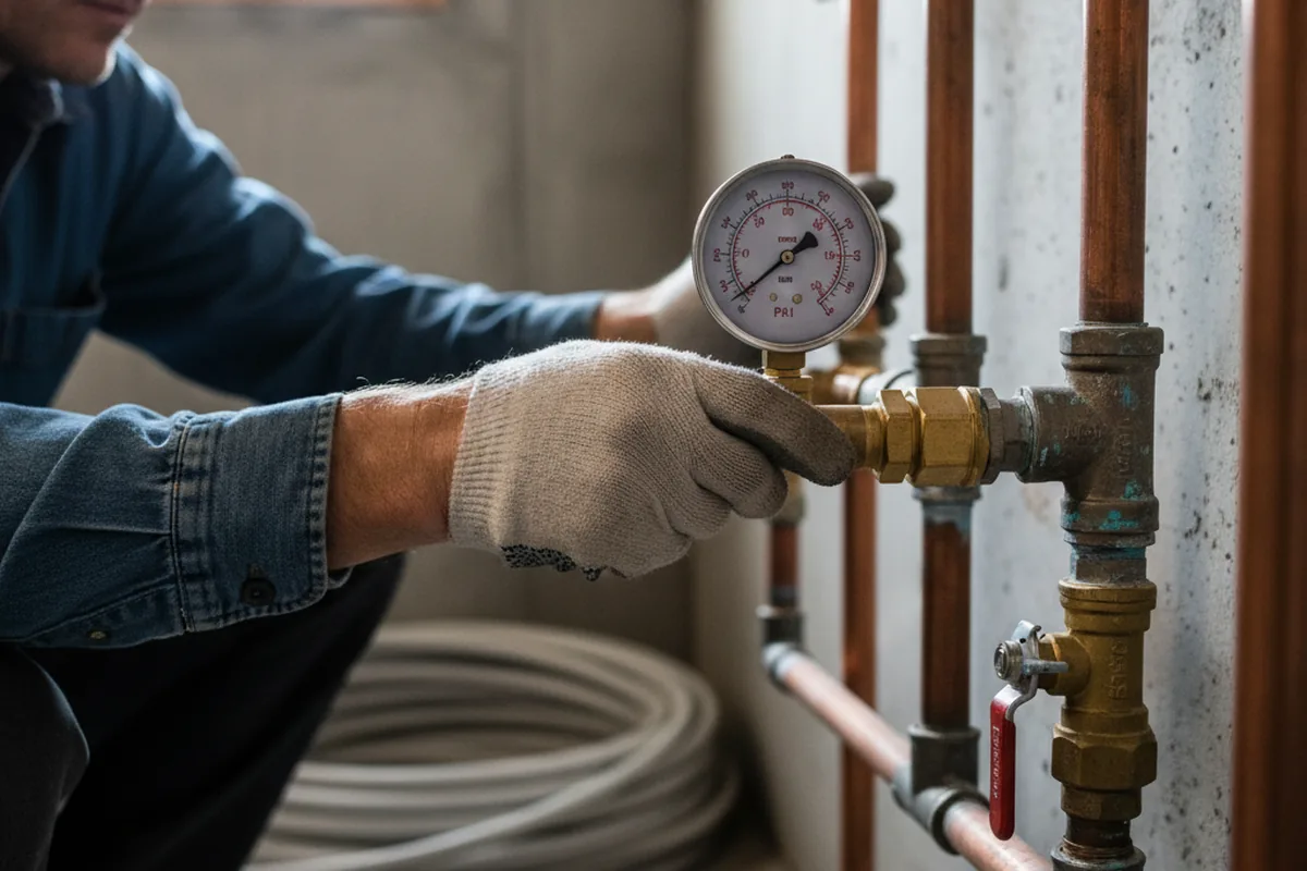 Pressure testing a repaired line during Water Line Repair in Cunningham